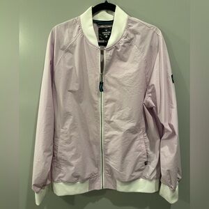 Houston White Lightweight Ribstop Windowpane Bomber Jacket Size L Purple & White